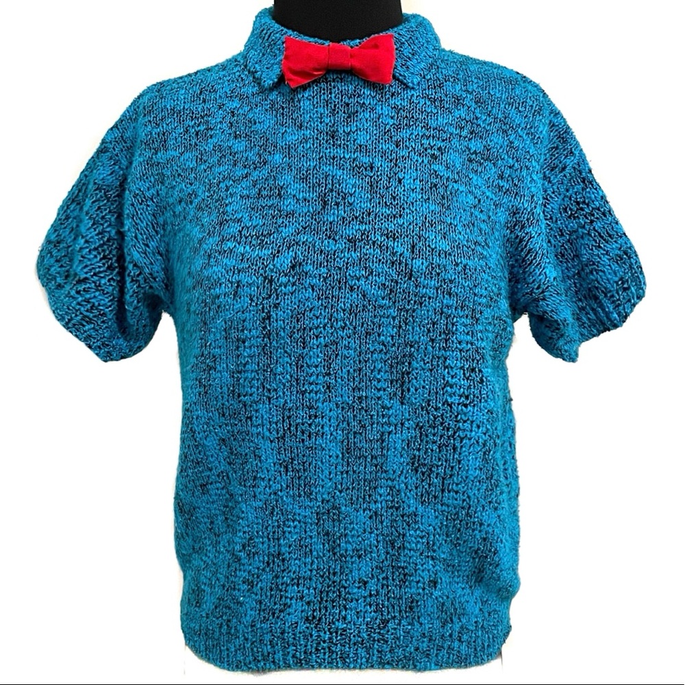 Vintage Knit Sweater with Bow tie